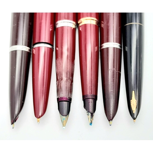 1313 - Six Vintage Parker Fountain Pens.