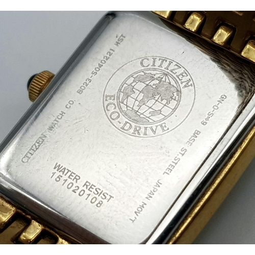 1316 - A Citizen Eco-Drive Gold Plated Ladies Watch. Gold plated bracelet and case - 18mm. White dial. In w... 