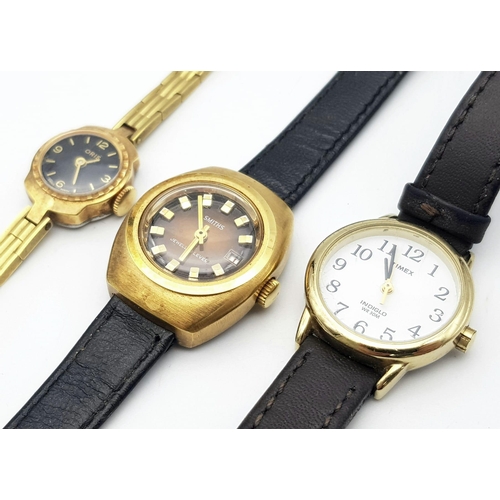 1330 - Three Vintage Ladies Watches: Mechanical Oris, Smiths and a Quartz Timex. All in working order.