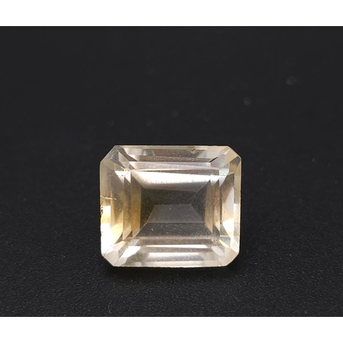 1306 - An 8.05ct Faceted Lemon Quartz. Rectangular Shape. GLI Certified. Ref: CV42