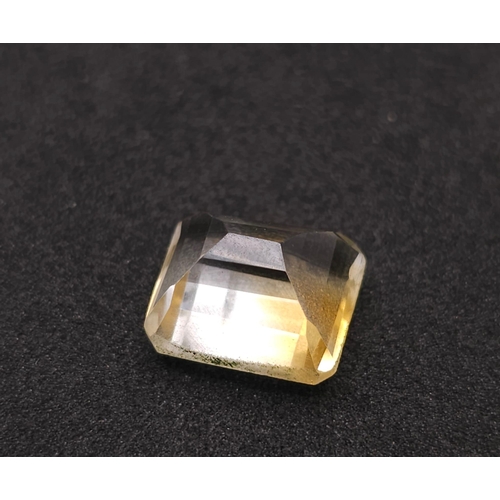 1306 - An 8.05ct Faceted Lemon Quartz. Rectangular Shape. GLI Certified. Ref: CV42