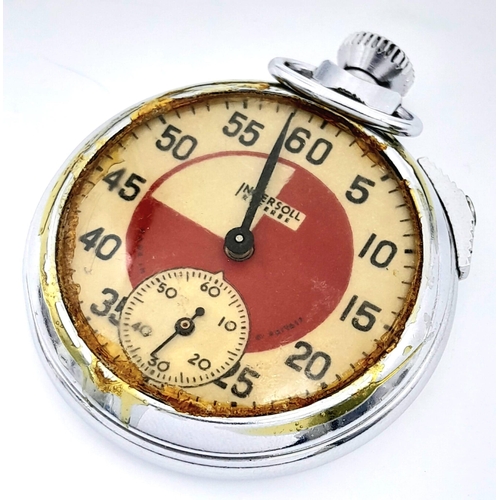 1340 - A Fantastic Vintage Ingersoll Football Referees Pocket Watch. 51mm diameter. Works but no guarantees... 