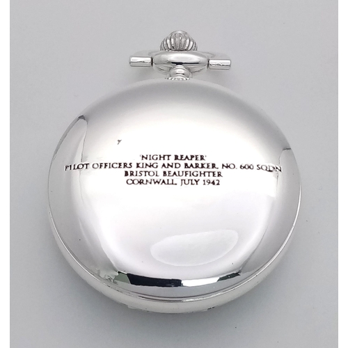 1211 - A Silver Tone, Manual Wind Pocket Watch Commemorating the WW2 British Pilots King & Barker in their ... 