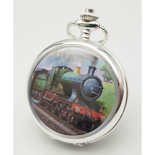 1218 - A Manual Wind Silver Plated Pocket Watch Detailing the Famous Steam Train ‘City of Truro’. The First... 