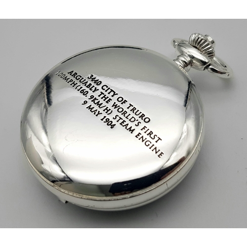 1218 - A Manual Wind Silver Plated Pocket Watch Detailing the Famous Steam Train ‘City of Truro’. The First... 