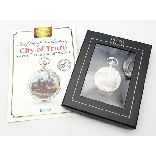 1218 - A Manual Wind Silver Plated Pocket Watch Detailing the Famous Steam Train ‘City of Truro’. The First... 