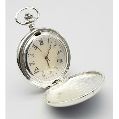 1225 - A Manual Wind Silver Plated Pocket Watch Detailing the Steam Train ‘Merchant Navy Class’, with Prese... 