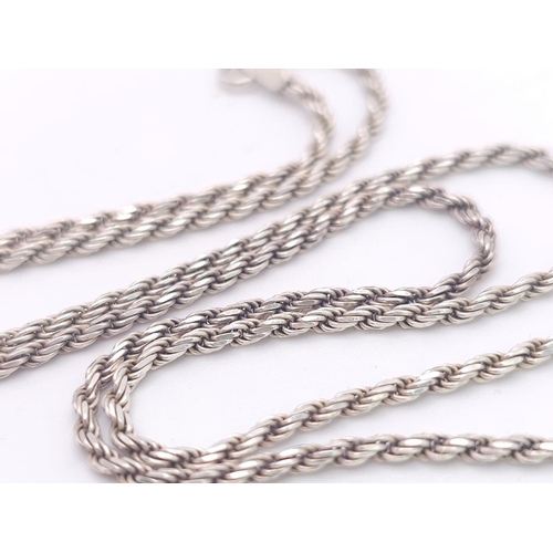 1169 - A 925 silver rope link bracelet. Total weight 5.75G. Total length 47cm.