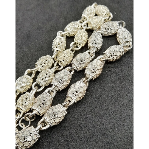 1233 - 2X fancy  925 silver hollow link bracelets  . Total weight 28.28G. Total length 21cm.