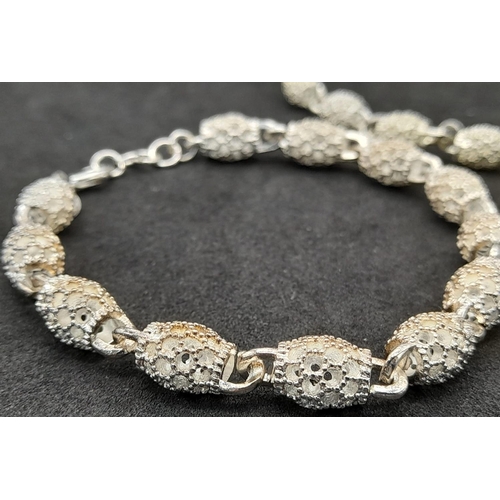 1233 - 2X fancy  925 silver hollow link bracelets  . Total weight 28.28G. Total length 21cm.