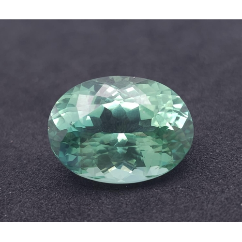 1303 - A Mesmerising 26ct Green Hiddenite Gemstone. Oval cut and well faceted. No visible marks of inclusio... 