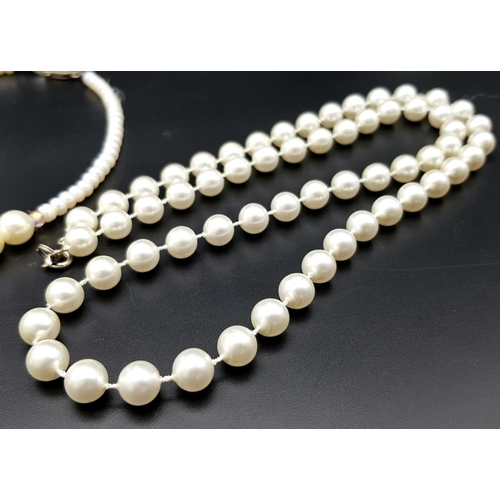 1351 - A Vintage Classic Rosita Faux Pearl Jewellery Set. Two necklace and a pair of drop earrings in the o... 