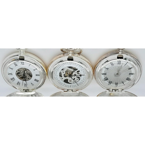 1380 - A Parcel of Three  ‘Eddie Stobart Transport’ Manual Wind Silver Plated Pocket Watches. Names Include... 