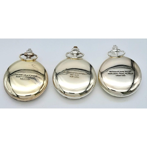 1380 - A Parcel of Three  ‘Eddie Stobart Transport’ Manual Wind Silver Plated Pocket Watches. Names Include... 