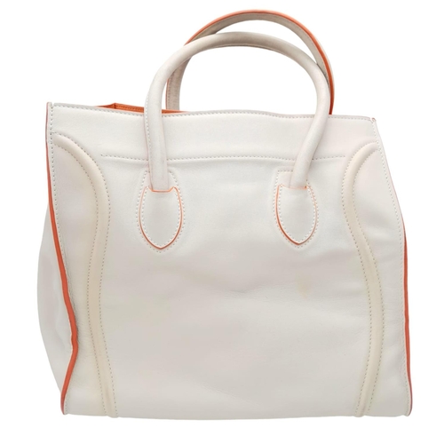 1289 - A Celine - Paris ladies tote bag , cream leather with orange interior, dimensions: 30 x 24 x  40 cm