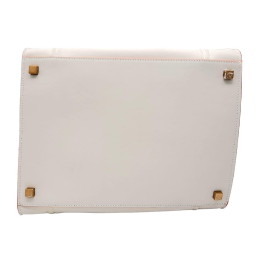 1289 - A Celine - Paris ladies tote bag , cream leather with orange interior, dimensions: 30 x 24 x  40 cm