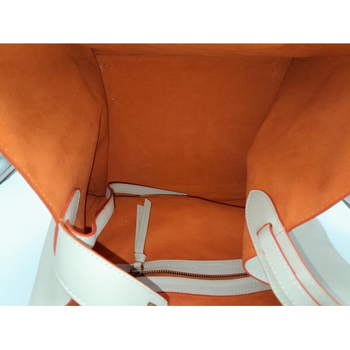 1289 - A Celine - Paris ladies tote bag , cream leather with orange interior, dimensions: 30 x 24 x  40 cm