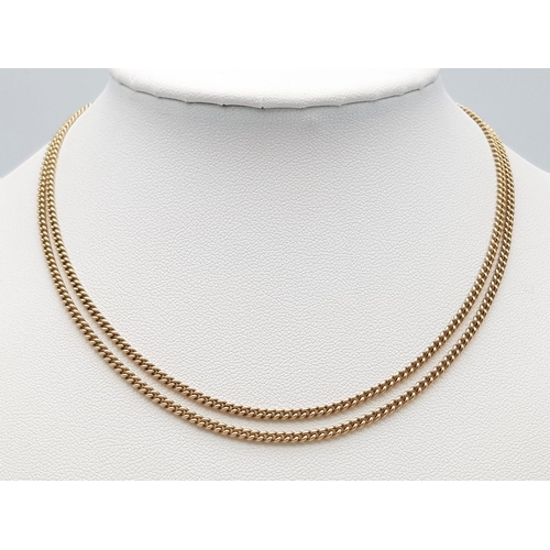 10 - A Vintage 9K Yellow Gold Small Curb Link Chain/Necklace. 
64cm length. 8.25g weight.