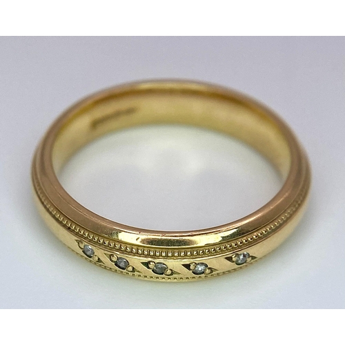 12 - A Vintage 9K Yellow Gold Five Stone Diamond Ring. Size L. 3.75g weight. Full UK hallmarks.