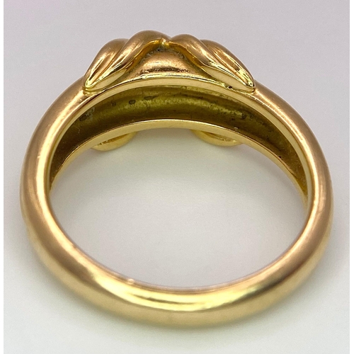 16 - A Beautiful Tiffany and Co. 18K Gold Love Ring. Tiffany and co. markings. Size N. 7.2g weight.