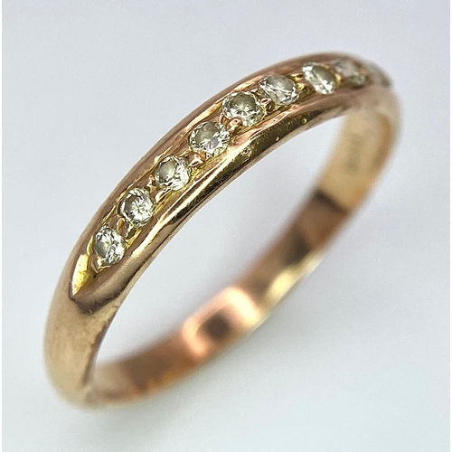 30 - A 14k Yellow Gold Diamond Half Eternity Ring. Size N. 2.1g total weight.