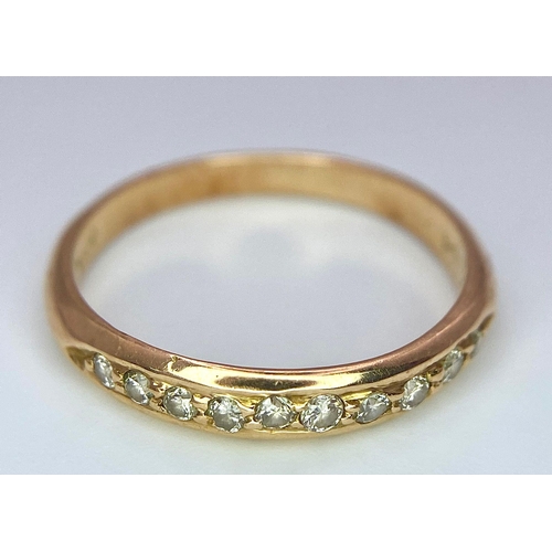 30 - A 14k Yellow Gold Diamond Half Eternity Ring. Size N. 2.1g total weight.