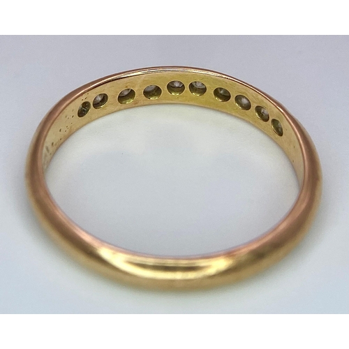 30 - A 14k Yellow Gold Diamond Half Eternity Ring. Size N. 2.1g total weight.