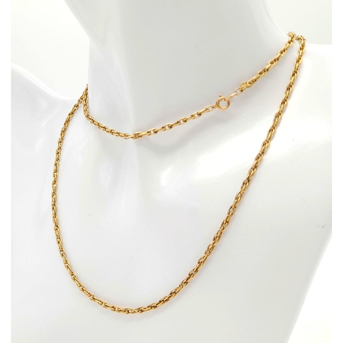 35 - A Vintage 9K Yellow Gold Oval Link Chain/Necklace. 60cm length. 8.7g weight.