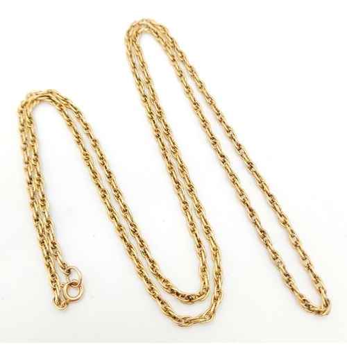 35 - A Vintage 9K Yellow Gold Oval Link Chain/Necklace. 60cm length. 8.7g weight.