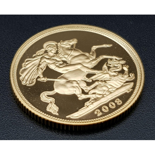 43 - A Royal Mint Queen Elizabeth II 2003 Proof 22K Gold Full Sovereign. Classic George and Dragon design... 