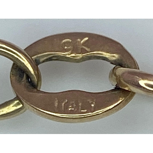 51 - An 18K Yellow Gold Flat Curb Link Bracelet. 19cm. 4.25g weight.