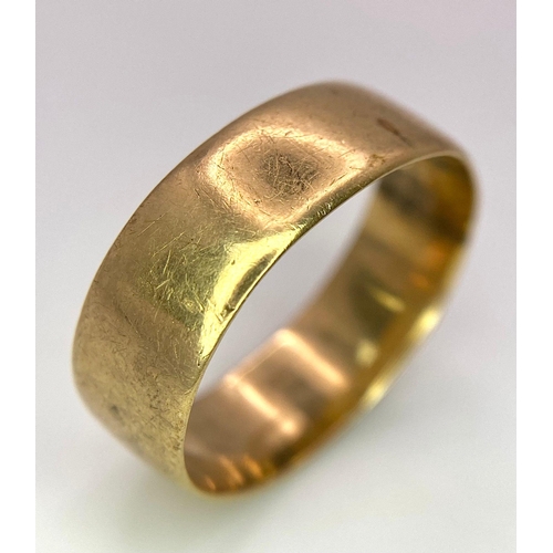 71 - A Vintage 9K Band Ring. Size U. 4.33g weight. 7mm width.