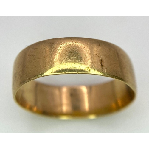 71 - A Vintage 9K Band Ring. Size U. 4.33g weight. 7mm width.