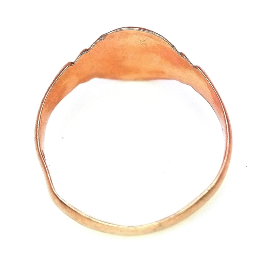 141 - A Vintage 9K Rose Gold Signet Ring. Size M. 1.5g weight.