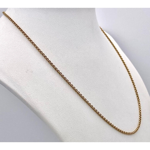 80 - A 9k Yellow Gold Small Belcher Link Necklace. 41cm. 4.1g weight.