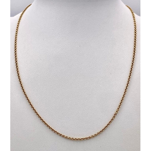 80 - A 9k Yellow Gold Small Belcher Link Necklace. 41cm. 4.1g weight.