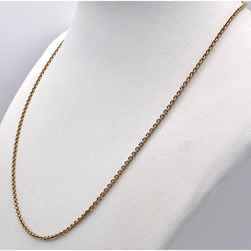 80 - A 9k Yellow Gold Small Belcher Link Necklace. 41cm. 4.1g weight.