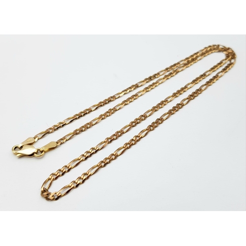 22 - A Vintage 9K Yellow Gold Figaro Link Necklace. 46cm. 5.7g weight.