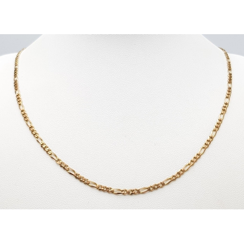 22 - A Vintage 9K Yellow Gold Figaro Link Necklace. 46cm. 5.7g weight.