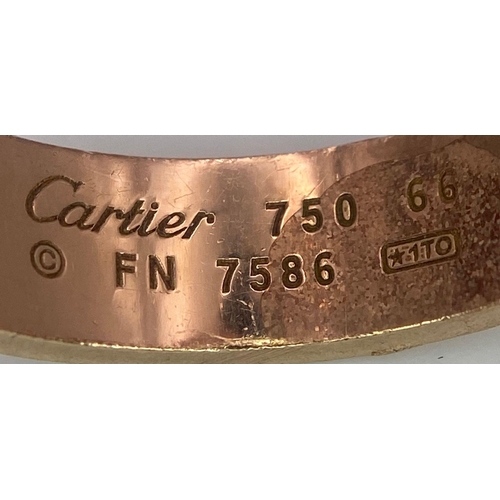 3 - A Cartier 18K Rose Gold Love Band Gents Ring. 6mm width. Cartier hallmarks. Size W. 8.6g weight. Ref... 