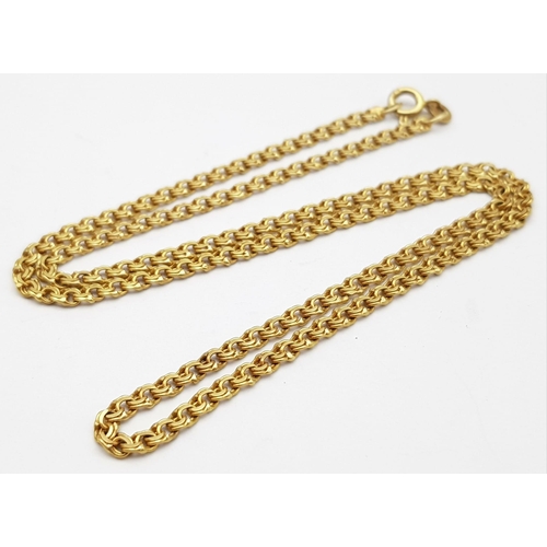 86 - A 9K Yellow Gold Intricate Link Necklace. 44cm. 7.5g weight.