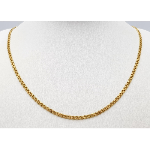 86 - A 9K Yellow Gold Intricate Link Necklace. 44cm. 7.5g weight.