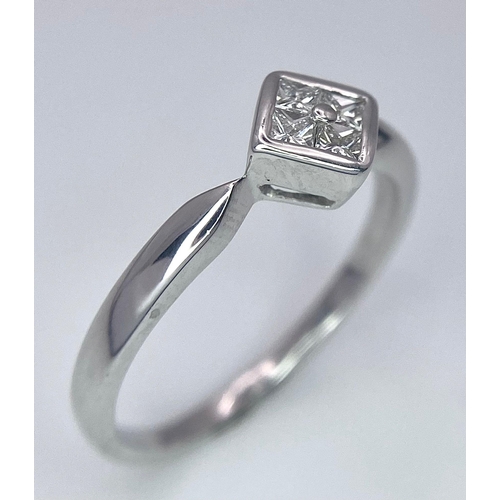 297 - 18K White Gold Diamond Cluster Ring, approx 0.20ct diamond weight, 2.8g total weight, size M 1/2