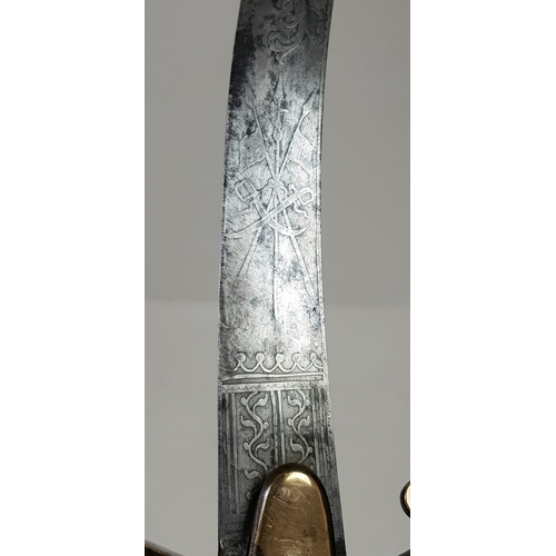 128 - A Rare 1796 Curved OSBOURNE warranted sword. An original sword in very good condition, with hilt in ... 