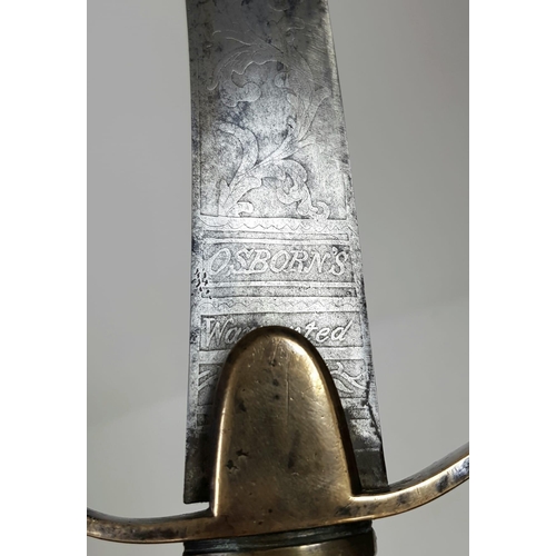 128 - A Rare 1796 Curved OSBOURNE warranted sword. An original sword in very good condition, with hilt in ... 