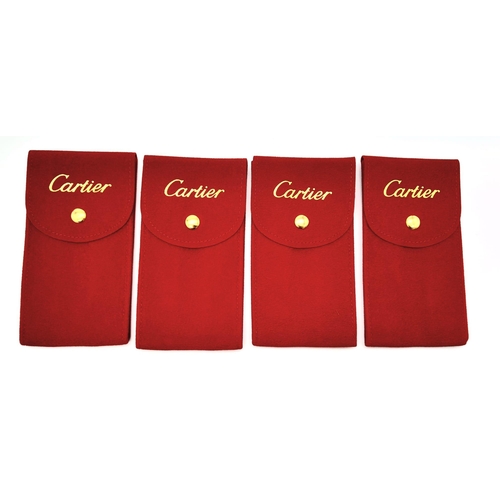 182 - Four CARTIER service pocket pouches, with inserts, ideal for traveling or protecting your valuable w... 