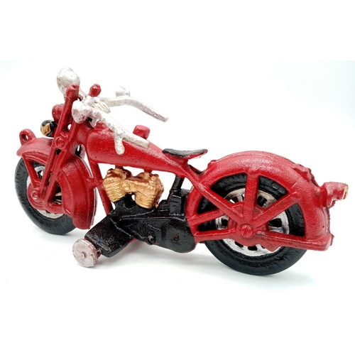 280 - A collector’s item, A vintage, French, cast iron smiling MITCHELIN MAN on a two-cylinder motorbike. ... 