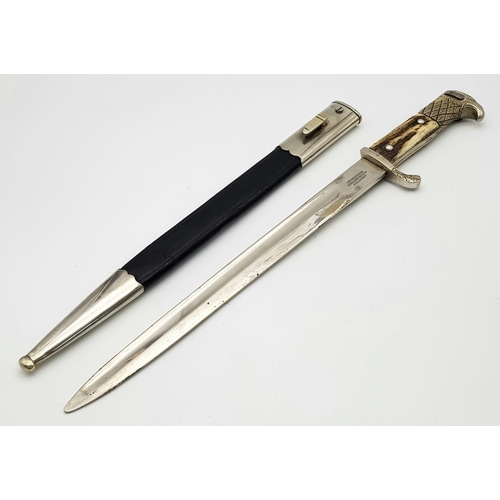 295 - A German Nazi Police Bayonet with a Polished Steel Blade. Makers mark of Weyersberg, Kirschbaum & Co... 