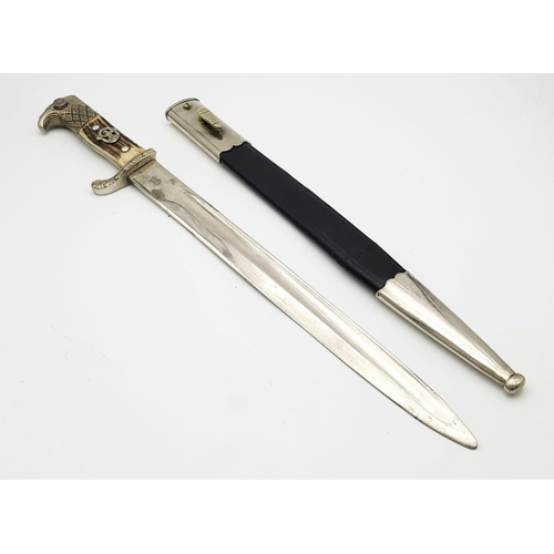 295 - A German Nazi Police Bayonet with a Polished Steel Blade. Makers mark of Weyersberg, Kirschbaum & Co... 