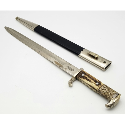 295 - A German Nazi Police Bayonet with a Polished Steel Blade. Makers mark of Weyersberg, Kirschbaum & Co... 